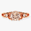 Vintage Round Cut Peach Morganite Engagement Ring with Sidestones