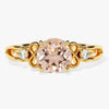 Vintage Round Cut Peach Morganite Engagement Ring with Sidestones