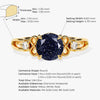 Art Deco Blue Sandstone Engagement Ring with Moissanite Sidestones.