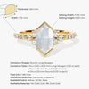 Long Hexagon Moonstone Engagement Ring with Pave Set Moissanite Sidestones