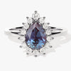 Pear Lab Alexandrite Engagement Ring with Moissanite Halo