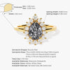Pear Black Rutilated Quartz Engagement Ring with Moissanite Halo.