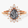 Pear Black Rutilated Quartz Engagement Ring with Moissanite Halo.