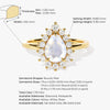 Pear Moonstone Engagement Ring with Moissanite Halo