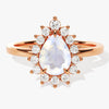 Pear Moonstone Engagement Ring with Moissanite Halo