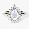 Pear Moonstone Engagement Ring with Moissanite Halo