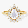 Pear Moonstone Engagement Ring with Moissanite Halo