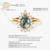 Pear Moss Agate Engagement Ring with Moissanite Halo