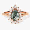 Pear Moss Agate Engagement Ring with Moissanite Halo