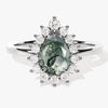 Pear Moss Agate Engagement Ring with Moissanite Halo