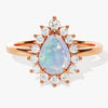 Pear Opal Engagement Ring with Moissanite Halo
