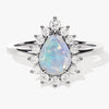 Pear Opal Engagement Ring with Moissanite Halo