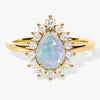 Pear Opal Engagement Ring with Moissanite Halo