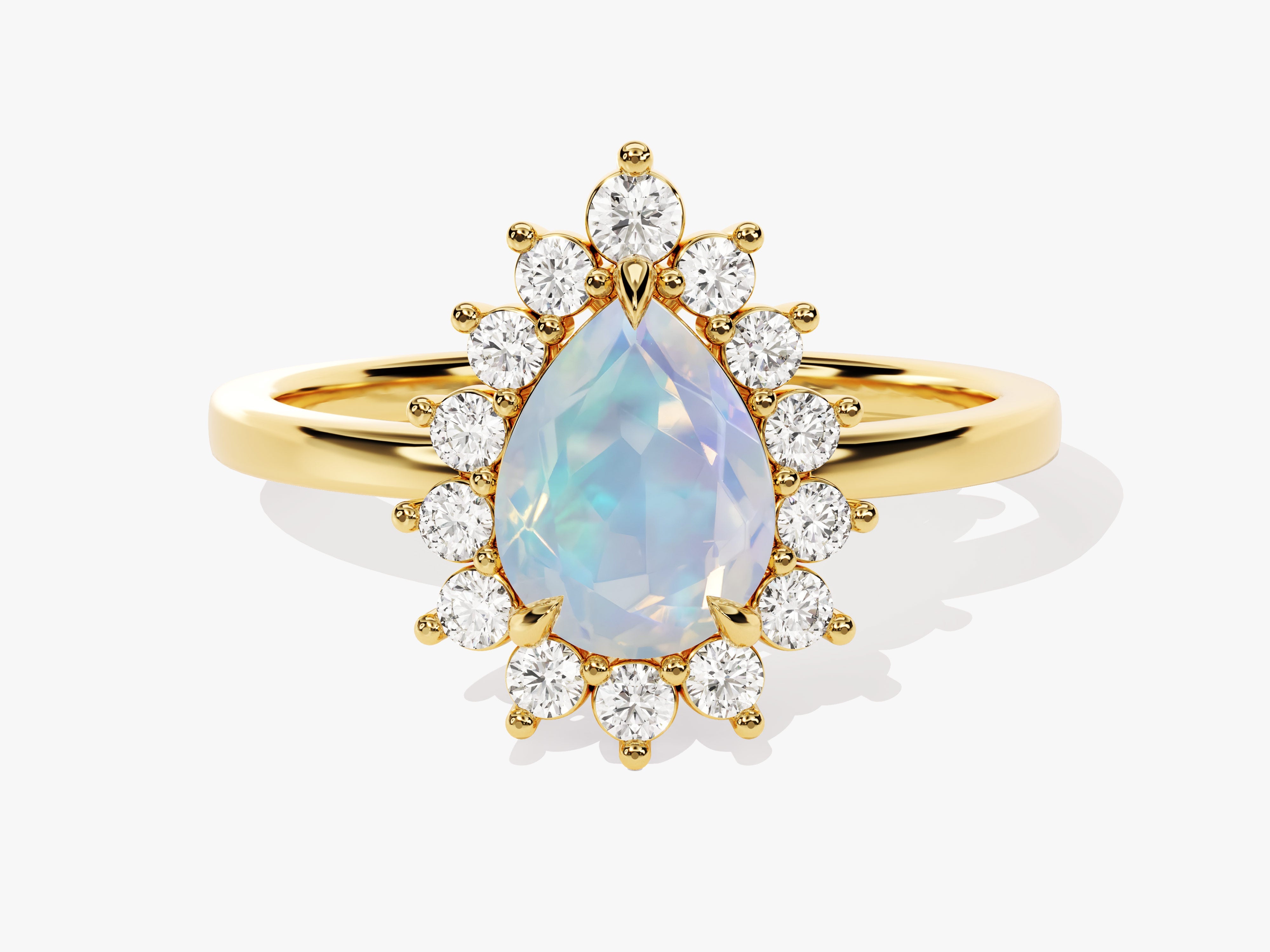Pear Opal Engagement Ring with Moissanite Halo