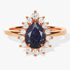 Pear Blue Sandstone Engagement Ring with Moissanite Halo.