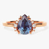 Pear Lab Alexandrite Engagement Ring with Round Moissanite Sidestones