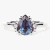Pear Lab Alexandrite Engagement Ring with Round Moissanite Sidestones