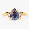 Pear Lab Alexandrite Engagement Ring with Round Moissanite Sidestones