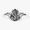 Pear Black Rutilated Quartz Engagement Ring with Round Moissanite Sidestones