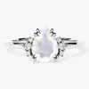 Pear Moonstone Engagement Ring with Round Moissanite Sidestones