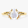 Pear Moonstone Engagement Ring with Round Moissanite Sidestones