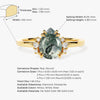 Pear Moss Agate Engagement Ring with Round Moissanite Sidestones