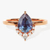 Pear Lab Alexandrite Vintage Engagement Ring with Moissanite