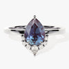 Pear Lab Alexandrite Vintage Engagement Ring with Moissanite