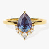 Pear Lab Alexandrite Vintage Engagement Ring with Moissanite
