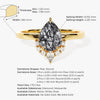 Pear Black Rutilated Quartz Vintage Engagement Ring with Moissanite.