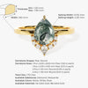 Pear Moss Agate Vintage Engagement Ring with Moissanite