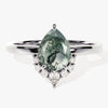 Pear Moss Agate Vintage Engagement Ring with Moissanite