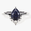 Pear Blue Sandstone Vintage Engagement Ring with Moissanite.