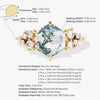 Hexagon Moss Agate Engagement Ring with Moissanite Cluster