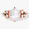 Hexagon Moonstone Engagement Ring with Moissanite Cluster