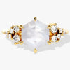 Hexagon Moonstone Engagement Ring with Moissanite Cluster