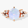 Hexagon Opal Engagement Ring with Moissanite Cluster
