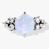 Hexagon Opal Engagement Ring with Moissanite Cluster
