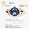 Hexagon Lab Alexandrite Engagement Ring with Moissanite Cluster