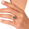 Hexagon Moss Agate Engagement Ring with Moissanite Cluster