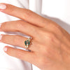 Hexagon Moss Agate Engagement Ring with Moissanite Cluster