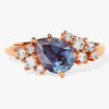 Pear Lab Alexandrite Engagement Ring with Round Moissanite Cluster