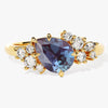 Pear Lab Alexandrite Engagement Ring with Round Moissanite Cluster