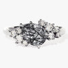 Pear Black Rutilated Quartz Engagement Ring with Round Moissanite Cluster