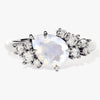 Pear Moonstone Engagement Ring with Round Moissanite Cluster