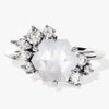 Hexagon Moonstone Vintage Engagement Ring with Moissanite Cluster
