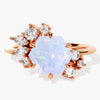 Hexagon Opal Vintage Engagement Ring with Moissanite Cluster