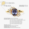 Oval Lab Alexandrite Engagement Ring with Round Moissanite Cluster