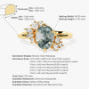 Oval Moss Agate Engagement Ring with Round Moissanite Cluster
