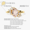 Oval Cut Peach Morganite Engagement Ring with Marquise and Round Moissanites